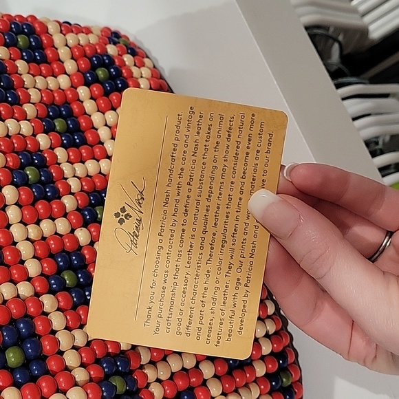 Mint Top handle purse Patricia Nash Leather Laureana Beaded Frame - Picture 9 of 10